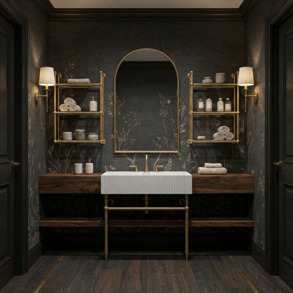 Wall shelves vanity walnut